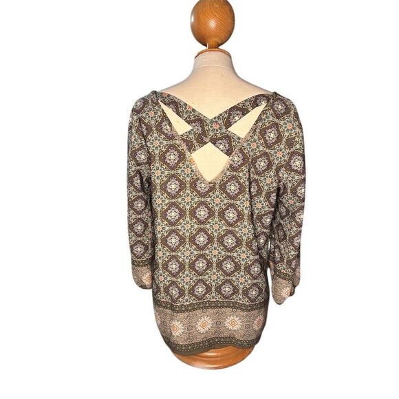 Papermoon Women's M Floral 3/4 Sleeve Scoop Neck Blouse Multicolor - Picture 2 of 4